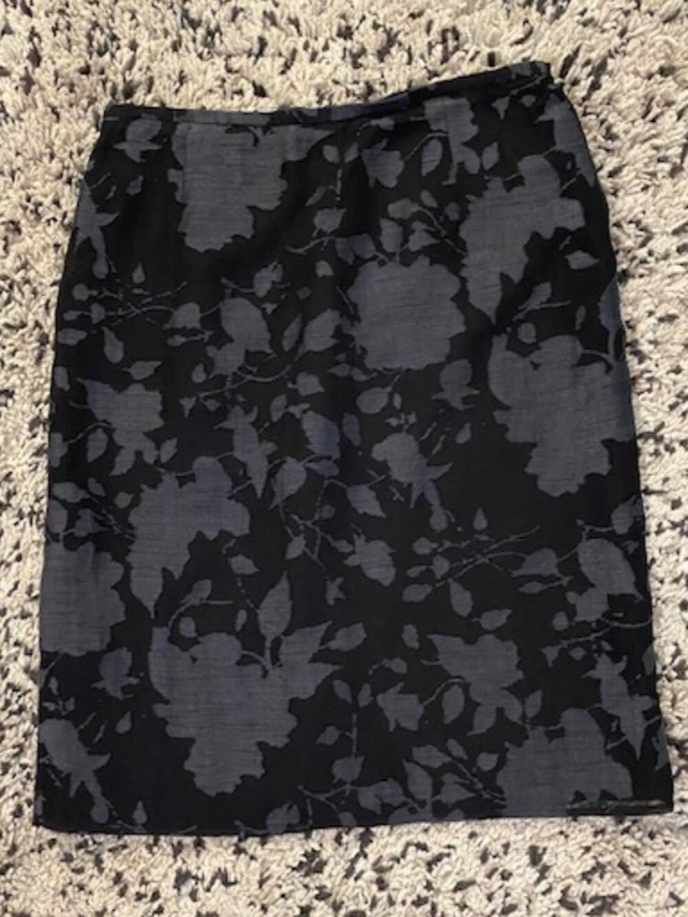 VTG Valentino Miss V Silk/ Linen Pencil Skirt Floral Jaquard overlay Black 10